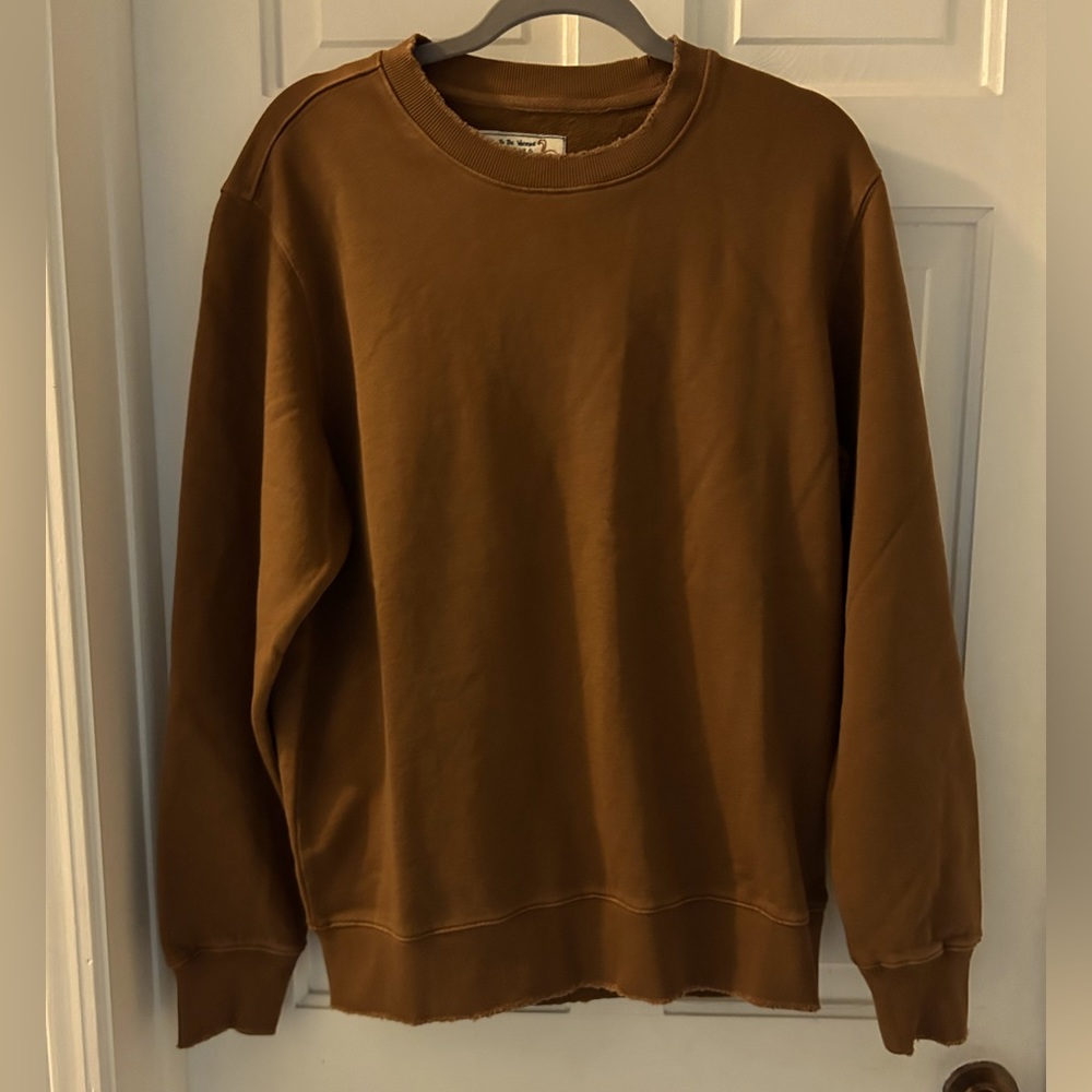 Free People x Sandrine Rose Crew Neck Brown Sweatshirt  with deconstructed edges